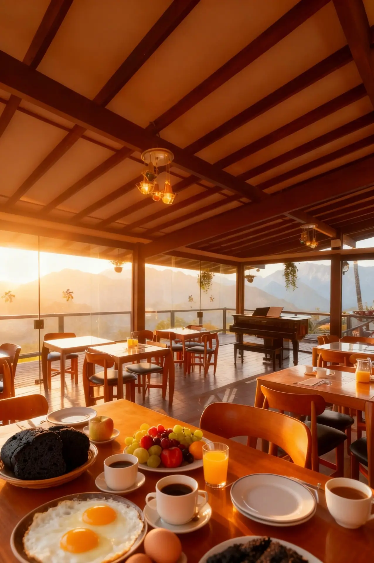 Restaurante com vista para a serra